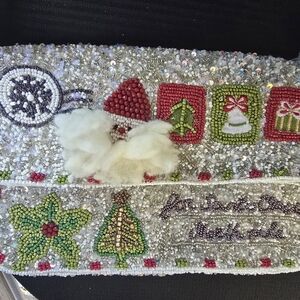Festive Beaded Christmas Clutch
